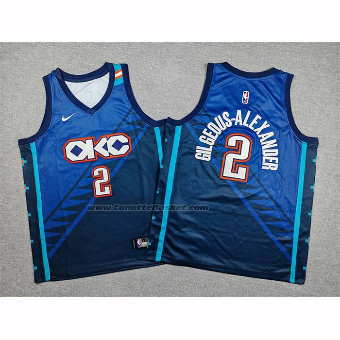 Maglia Bambino Oklahoma City Thunder Shai Gilgeous Alexander No 2 Citta 2025-26 Blu